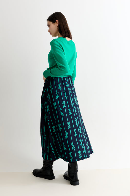 Lizea Tie Up Midi Skirt - Navy