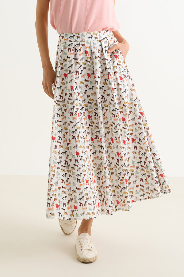 Lizea Dogs Day Midi Skirt- Multicoloured