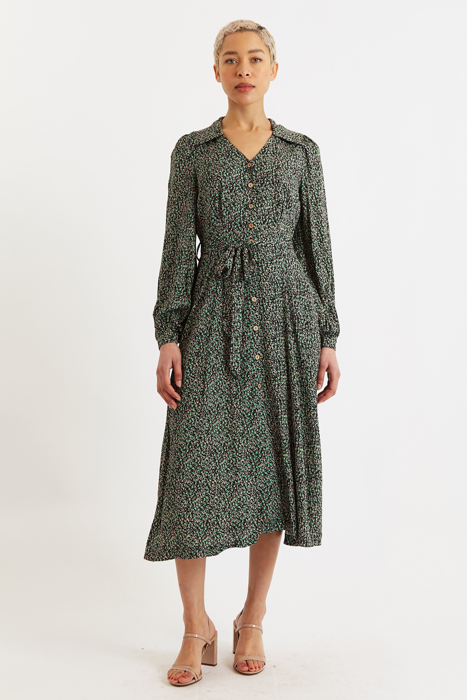 Loria Sugar Plum Print Midi Shirt Dress