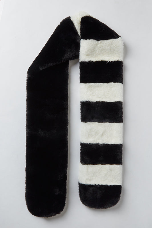 Lotan  Black and White Faux Fur Scarf