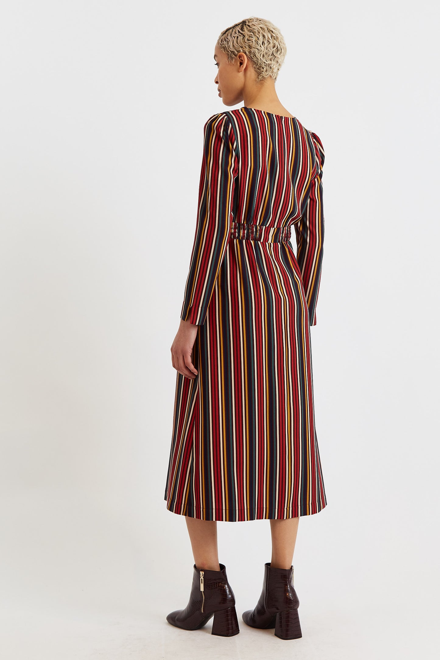 Lua Winter Stripe Long Sleeve Midi Dress