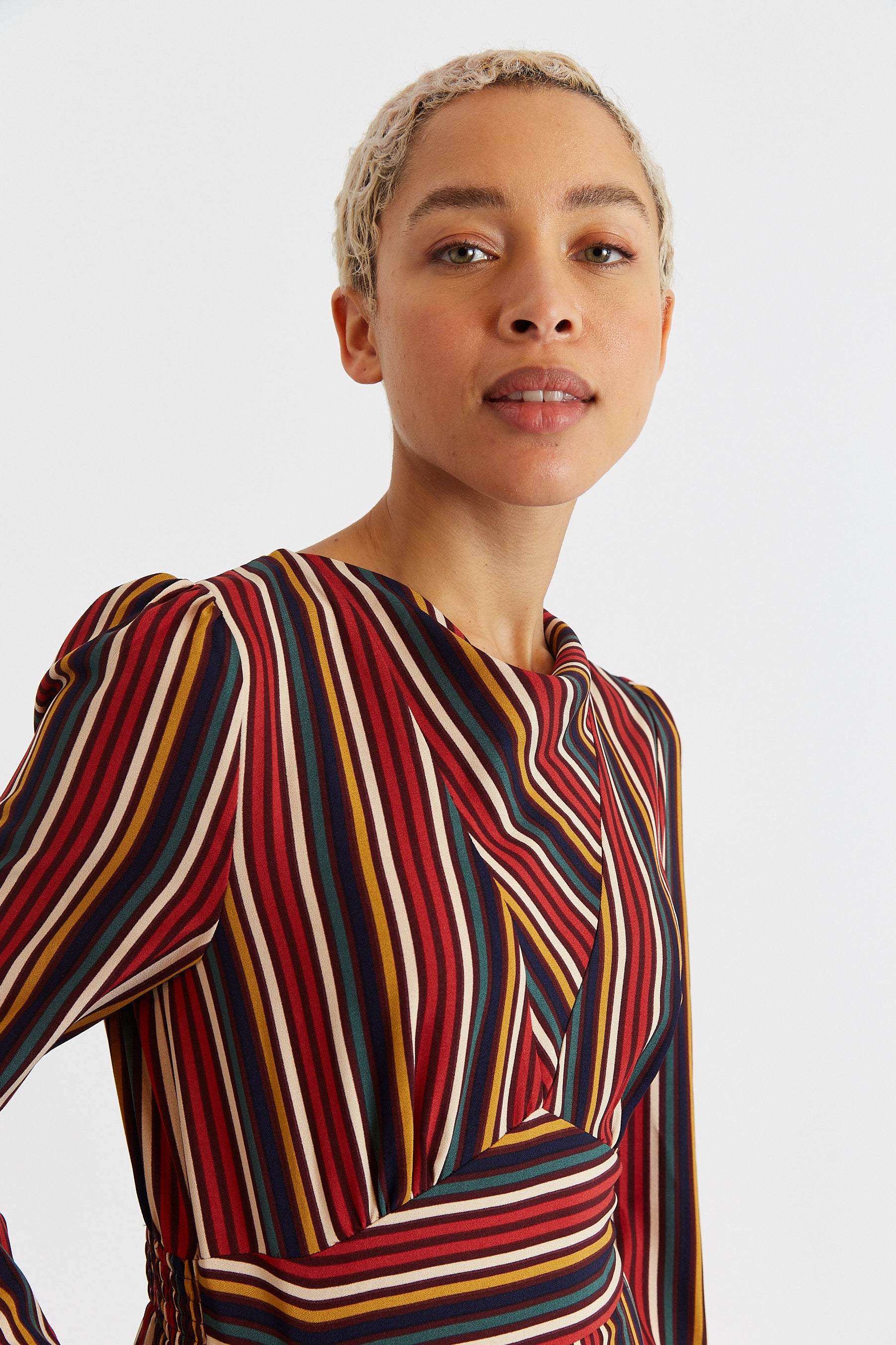 Lua Winter Stripe Long Sleeve Midi Dress - Detail 2