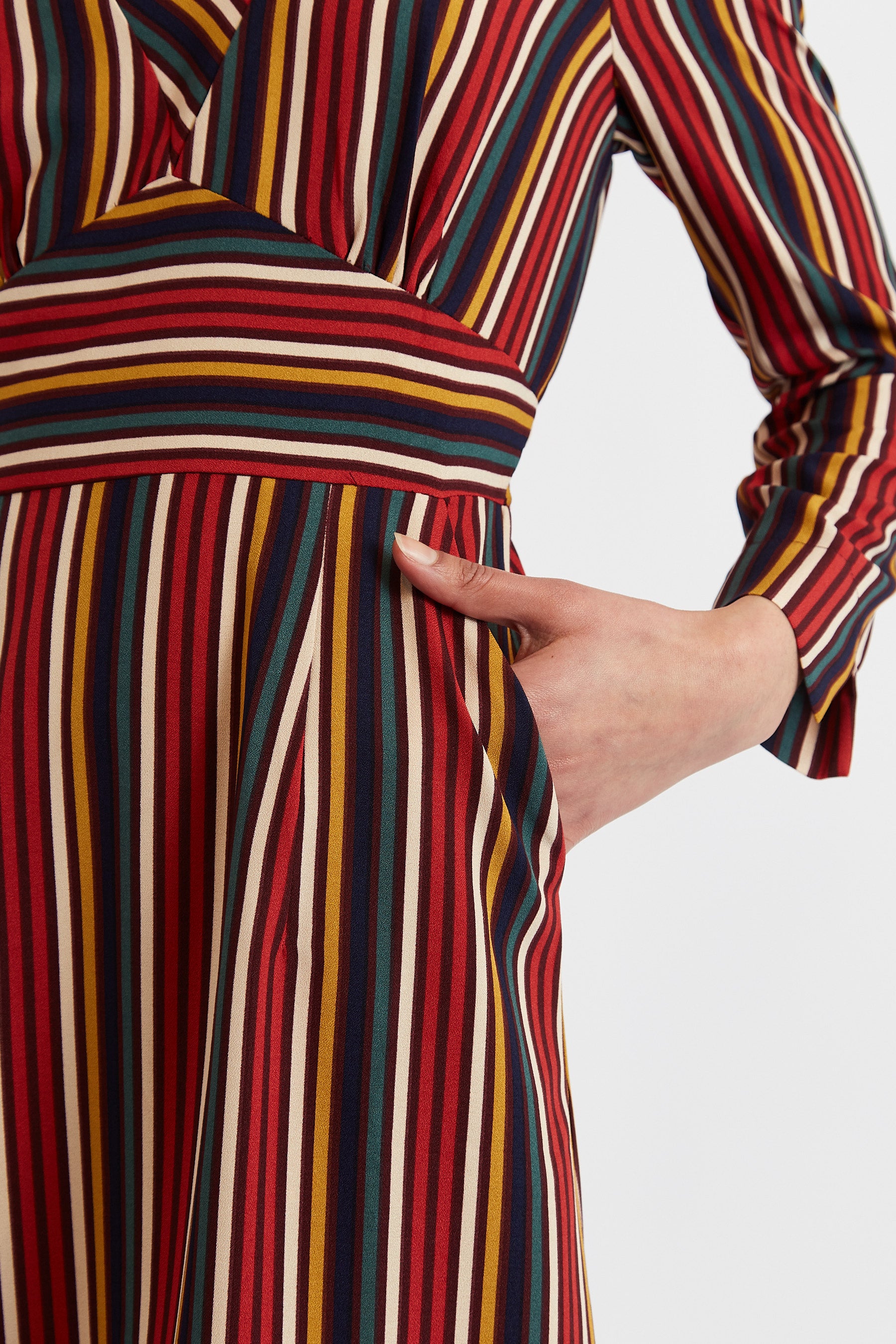 Lua Winter Stripe Long Sleeve Midi Dress - Detail 1