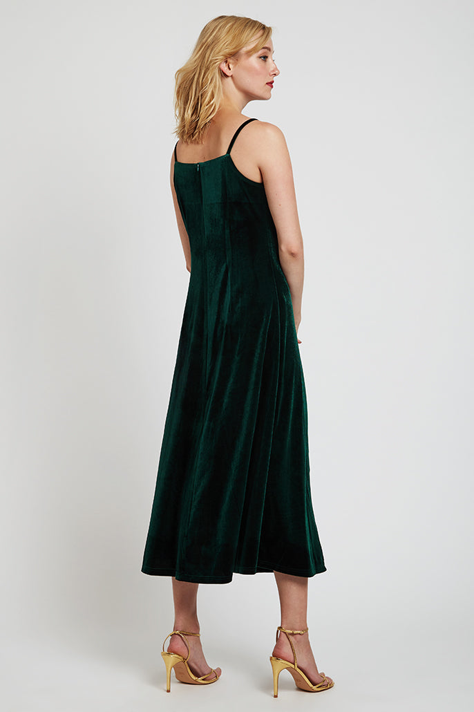Lubin Velvet Cami Midi Dress - Green