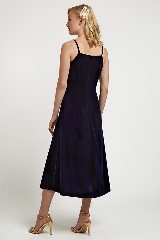 Lubin Velvet Cami Midi Dress - Navy