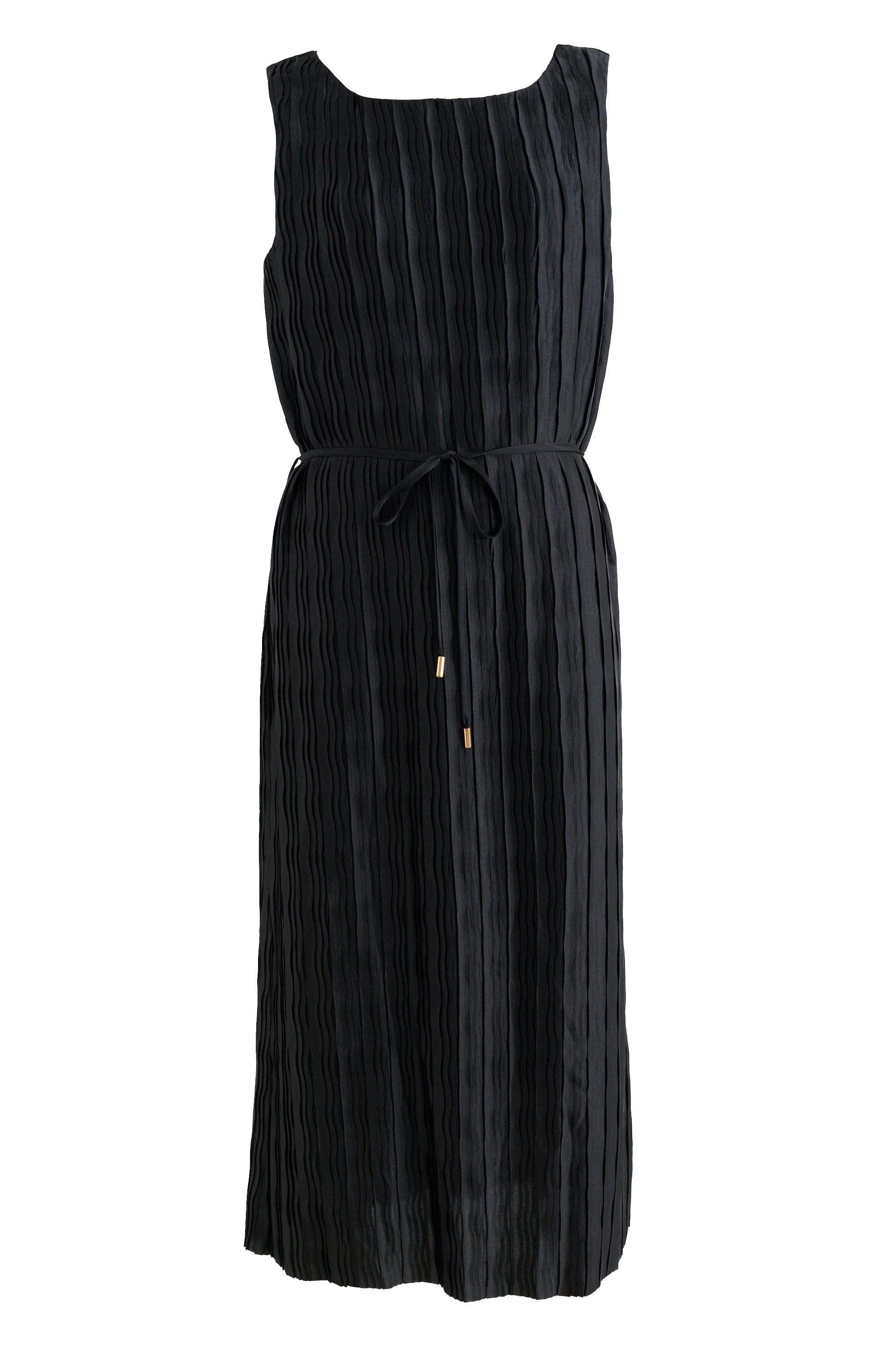 Lumina Pleat Surprise Sleeveless Midi Dress - Black - Styled
