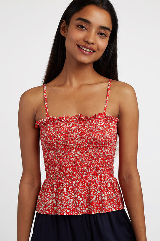Louche Lyse Shrubbery Print Smocked Bodice Strappy Top