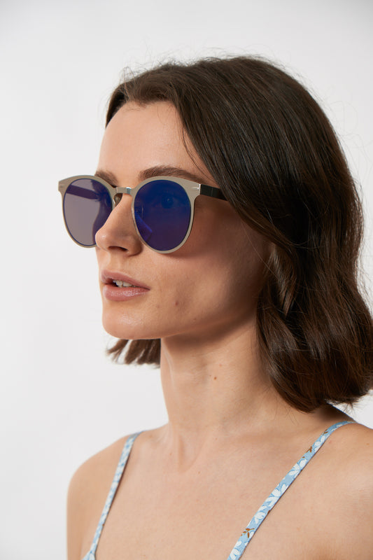 Louche Kiko Silver Round Sunglasses