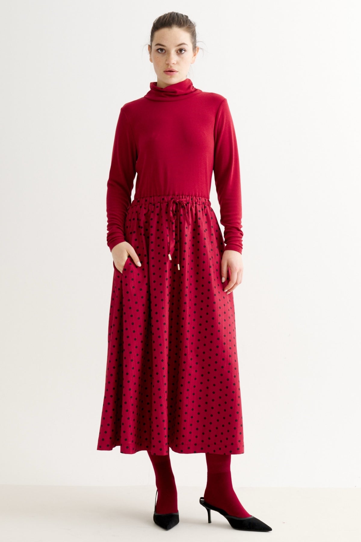 Lyra Spot Dress - Wine