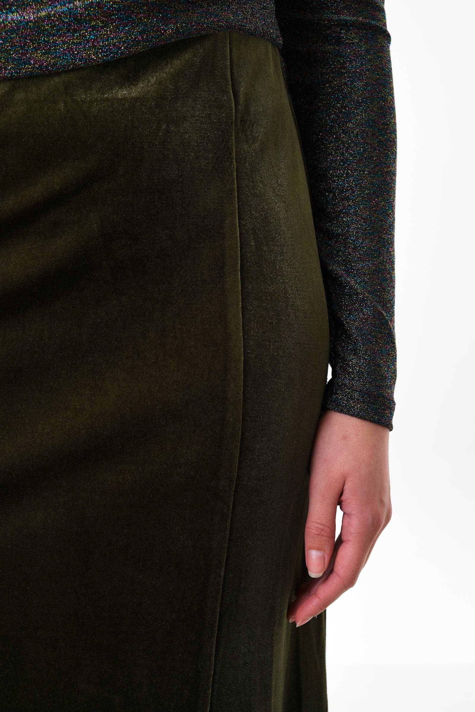 Mahee Velvet Midaxi Skirt - Sage - Detail 1