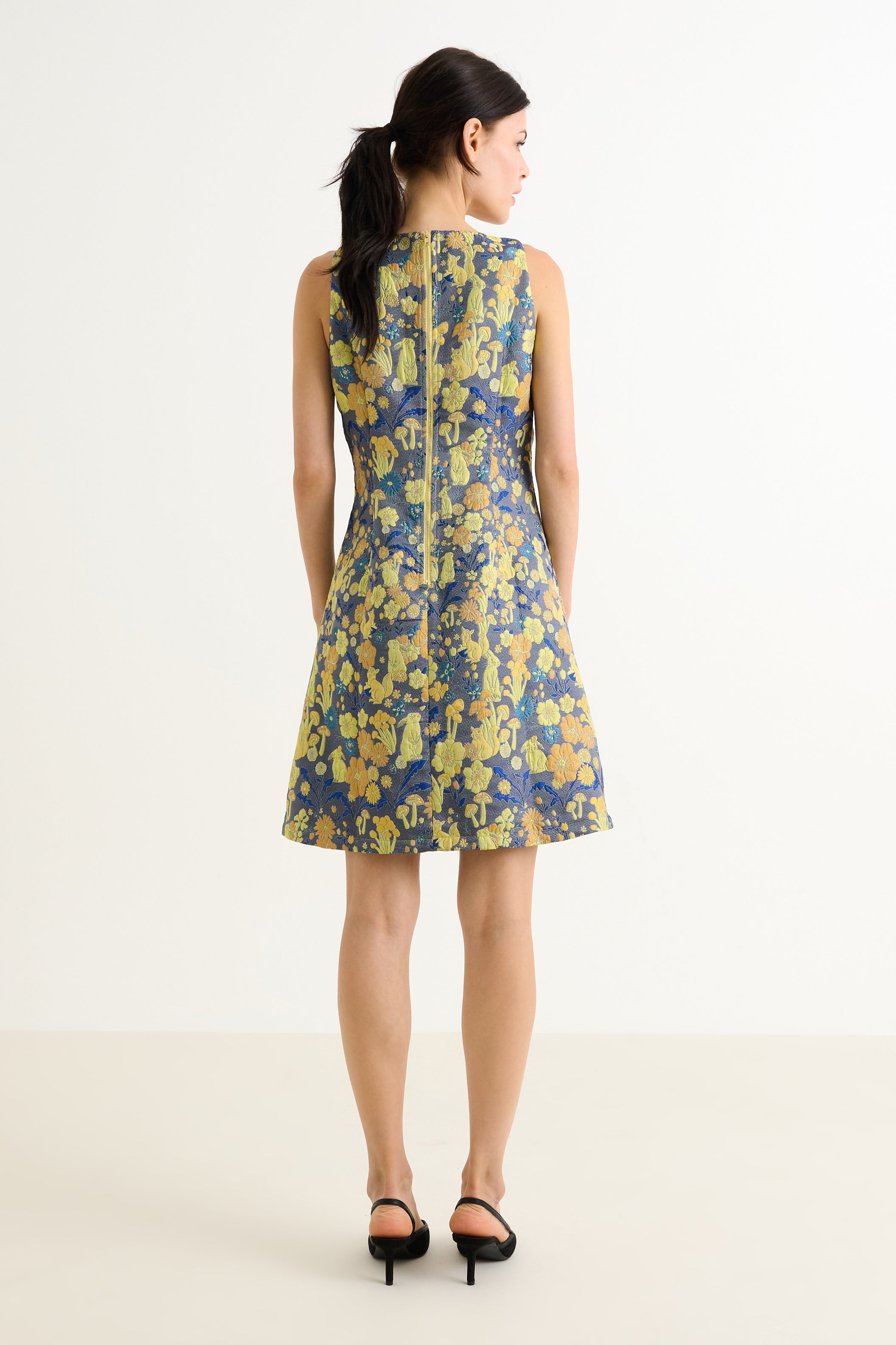 Marcia Fairytale Jacquard A-Line Mini Dress - Yellow