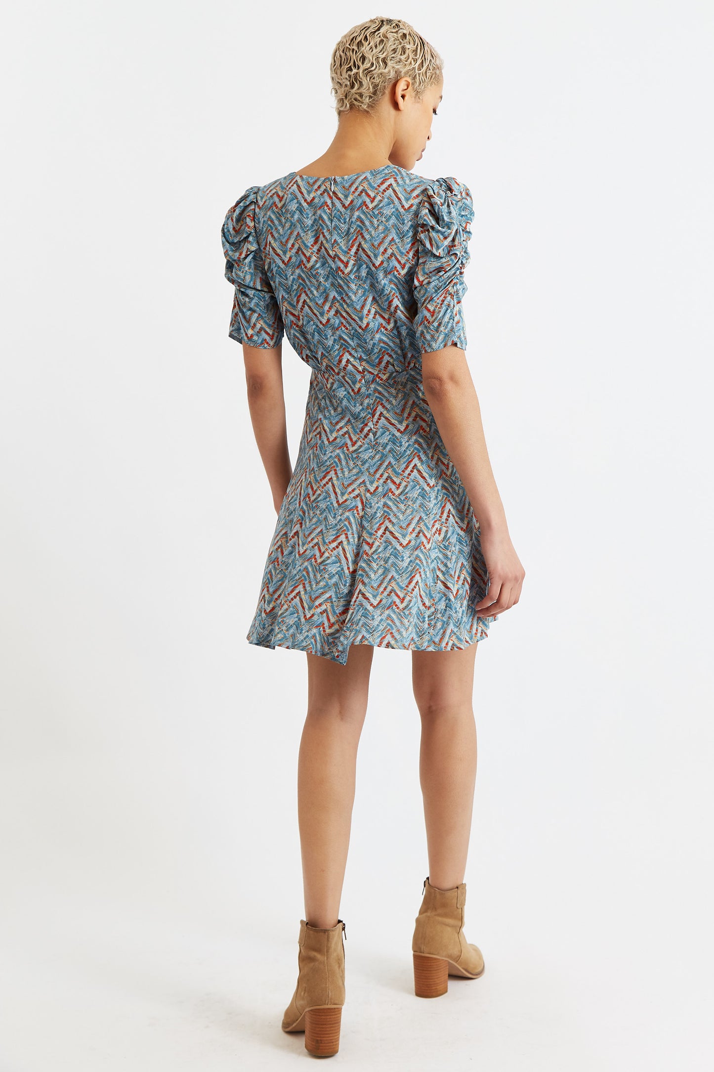 Margot Art Attack Print Mini Tea Dress - Duck Egg