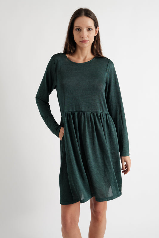 Marylene Marl Throw On Mini Dress in Green