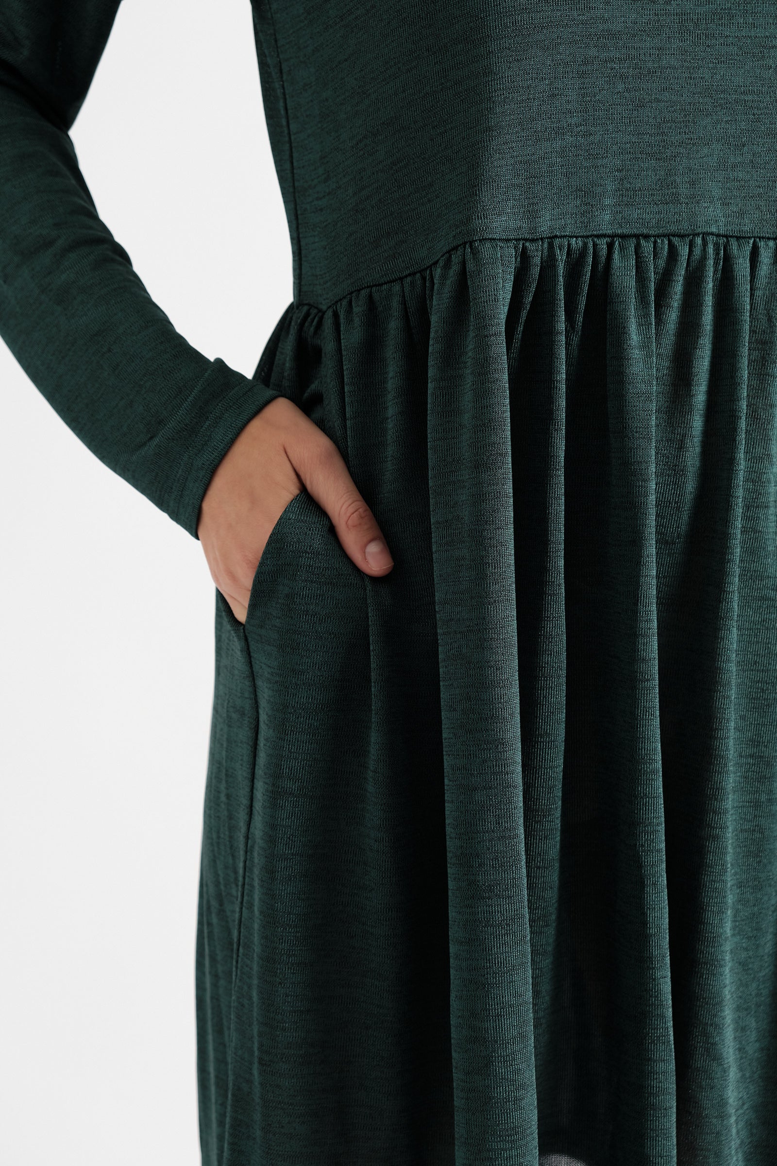 Marylene Marl Throw On Mini Dress in Green - Detail 1