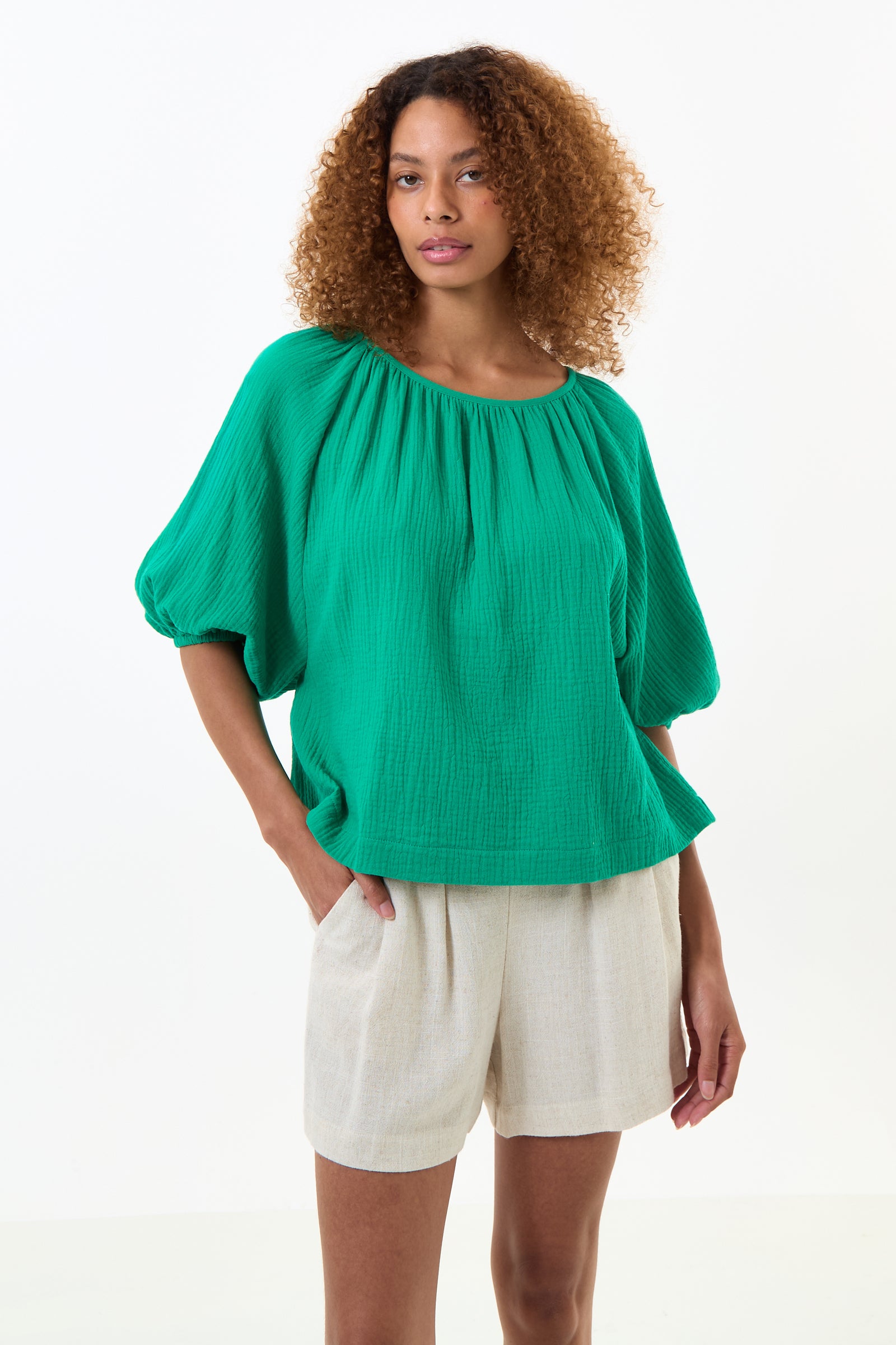 Mayanna Double Gauze Blouse - Green