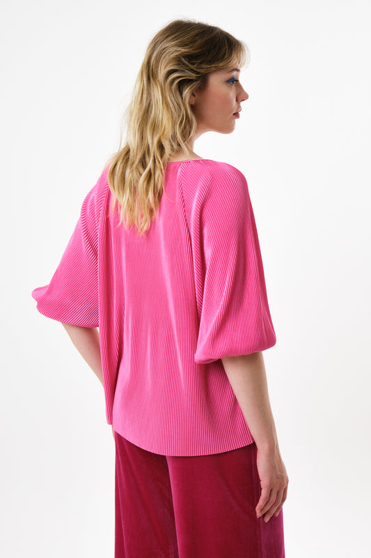 Mayanna Pleat 3/4 Sleeve Top - Pink