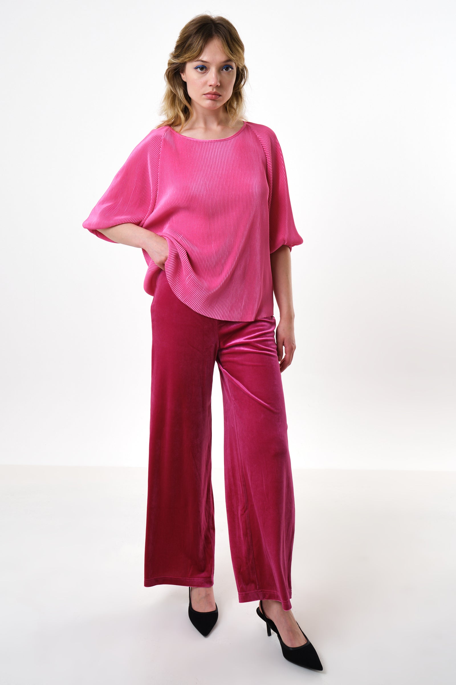Mayanna Pleat 3/4 Sleeve Top - Pink - Detail 2