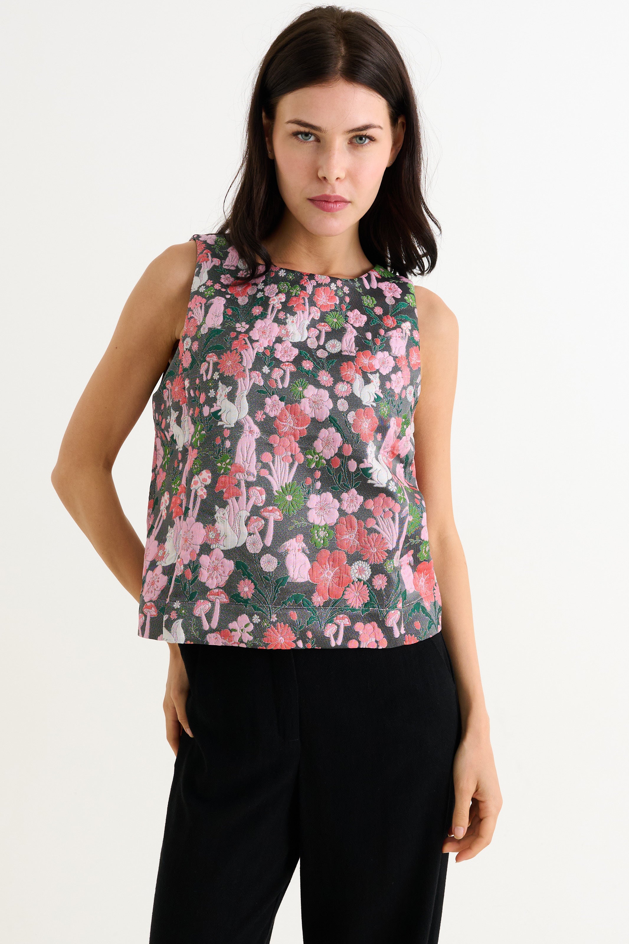 Mea Fairytale Jacquard Sleeveless Top - Pink