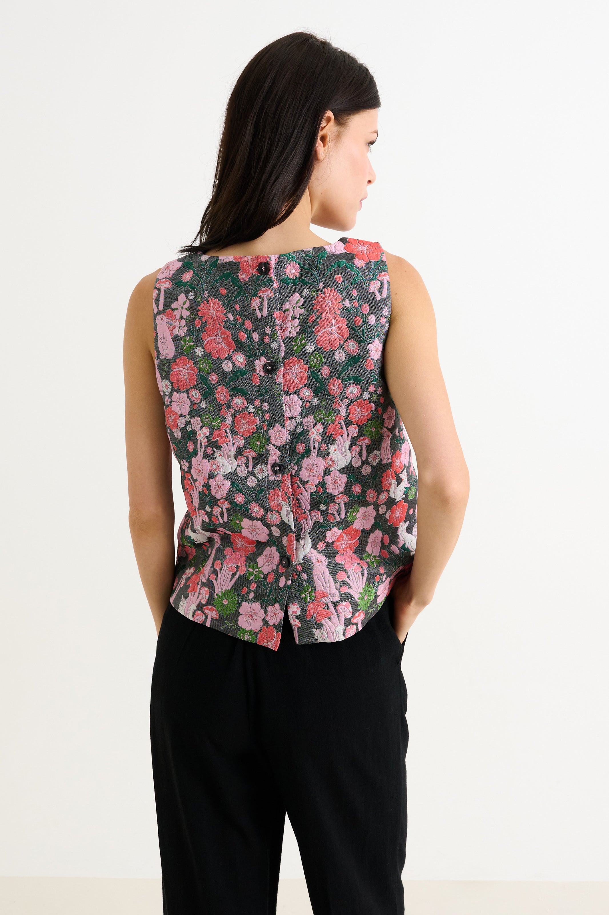 Mea Fairytale Jacquard Sleeveless Top - Pink
