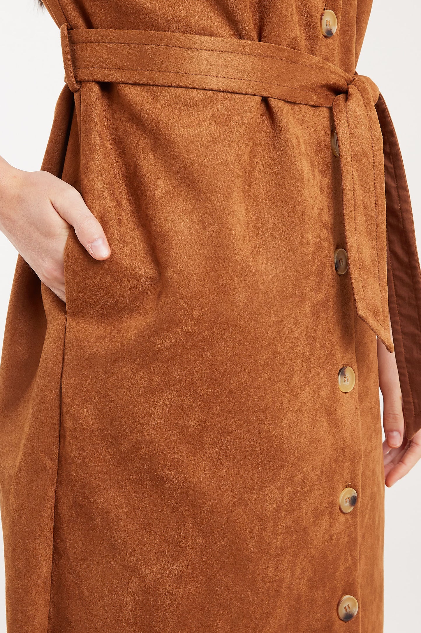 Louche Melike Faux Suede Midi Shirt Dress