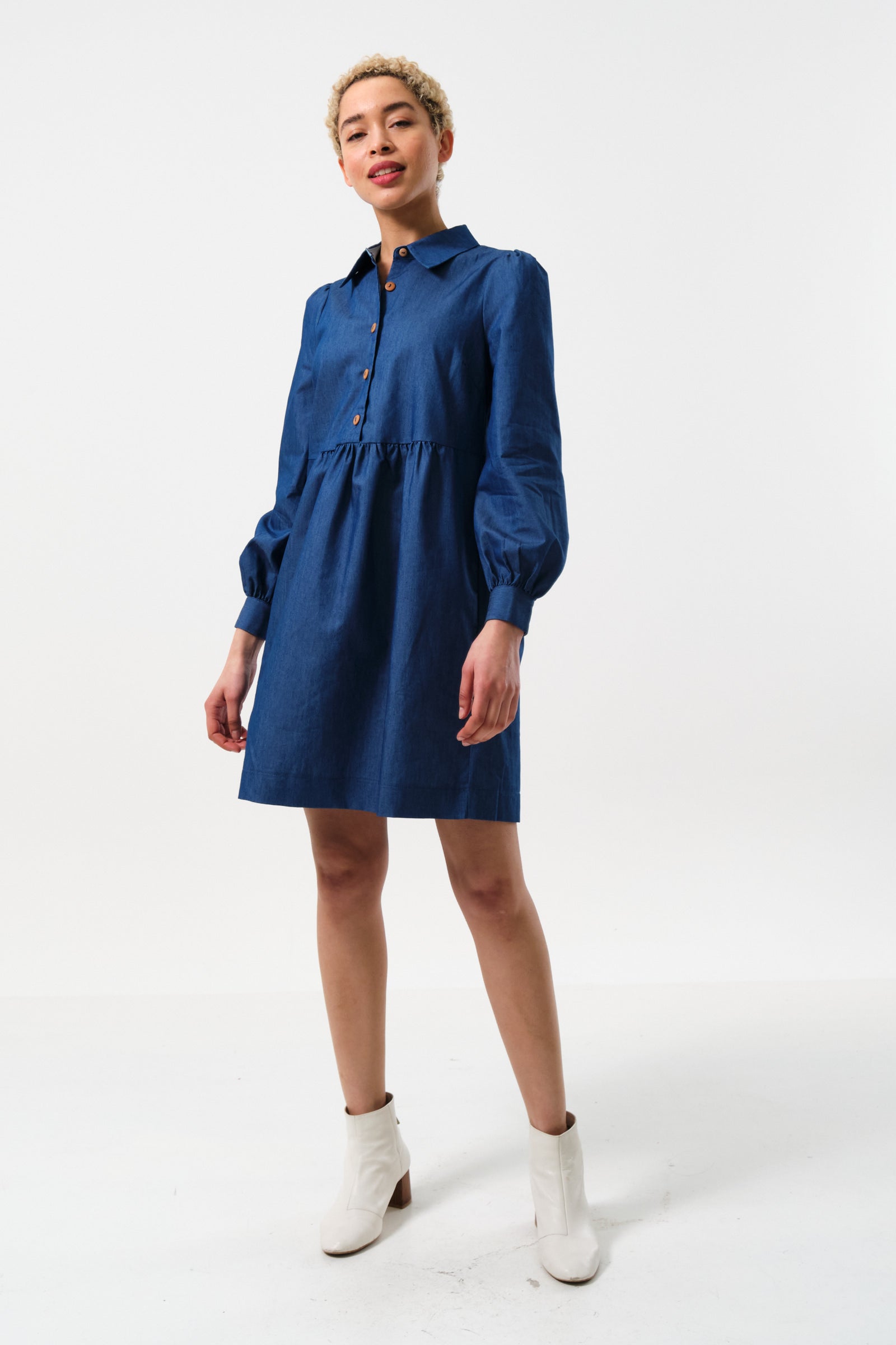 Melly Chambray Throw On Mini Dress - Detail 3