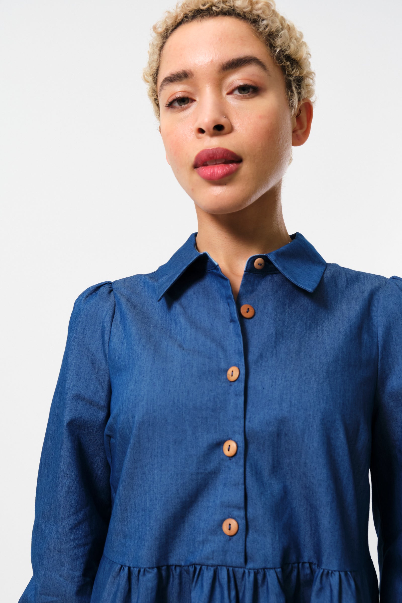 Melly Chambray Throw On Mini Dress - Detail 1