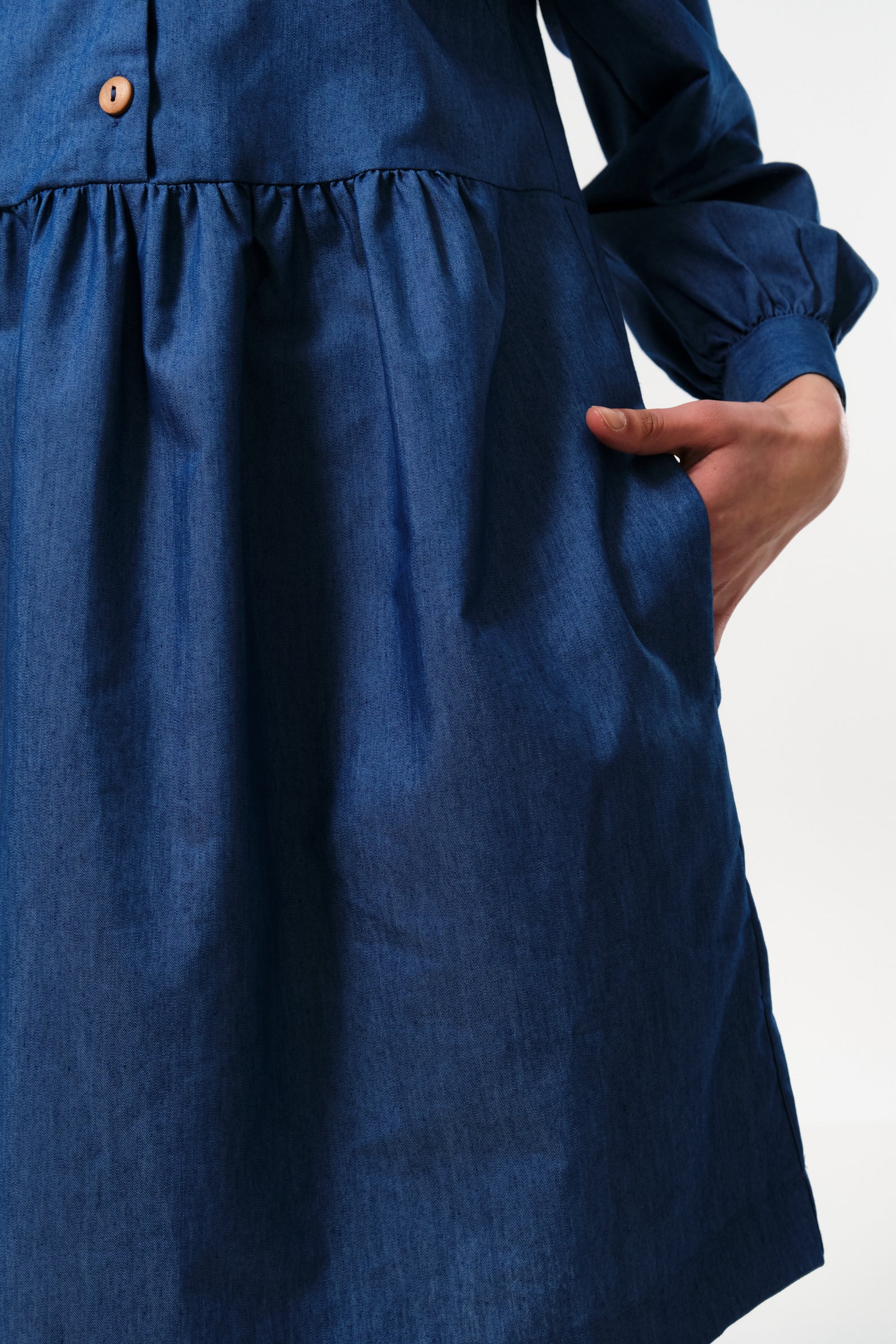 Melly Chambray Throw On Mini Dress - Detail 2