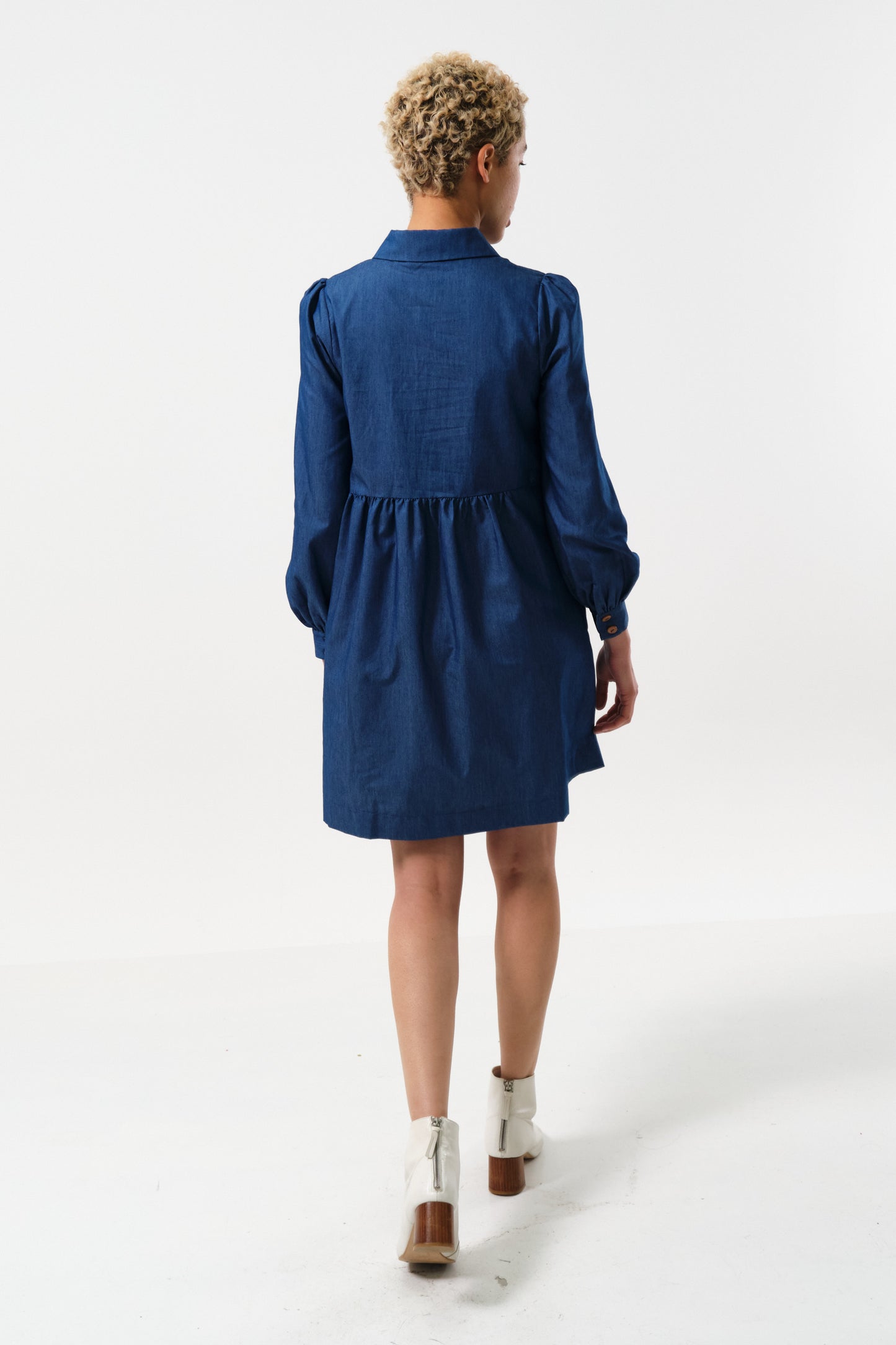 Melly Chambray Throw On Mini Dress