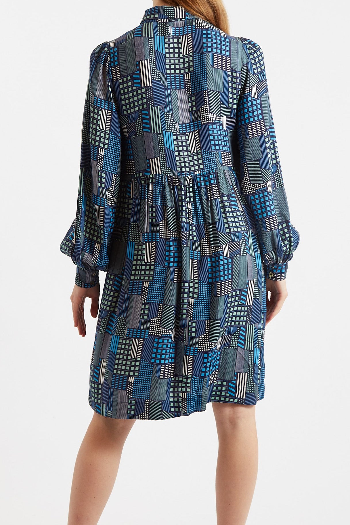 Melly Geo City Print Mini Shirt Dress