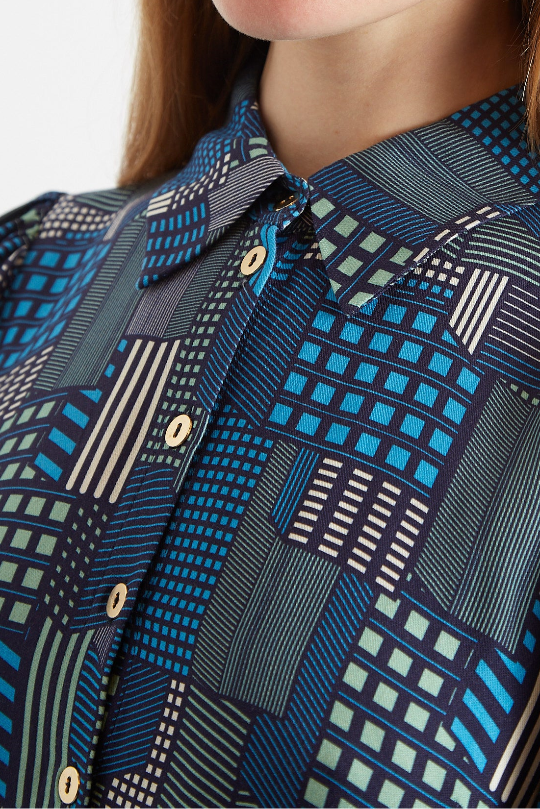 Melly Geo City Print Mini Shirt Dress - Detail 1