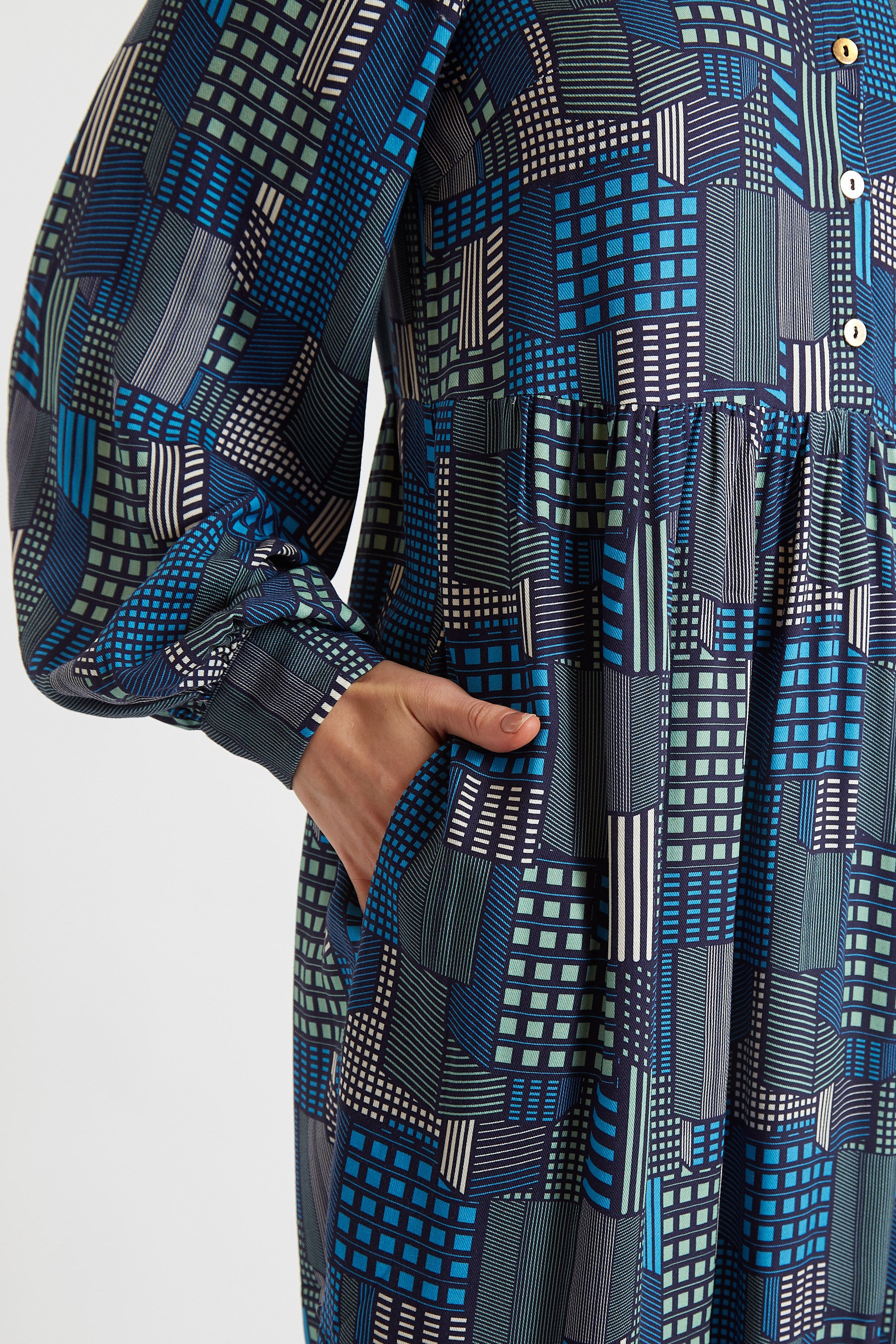 Melly Geo City Print Mini Shirt Dress - Detail 2