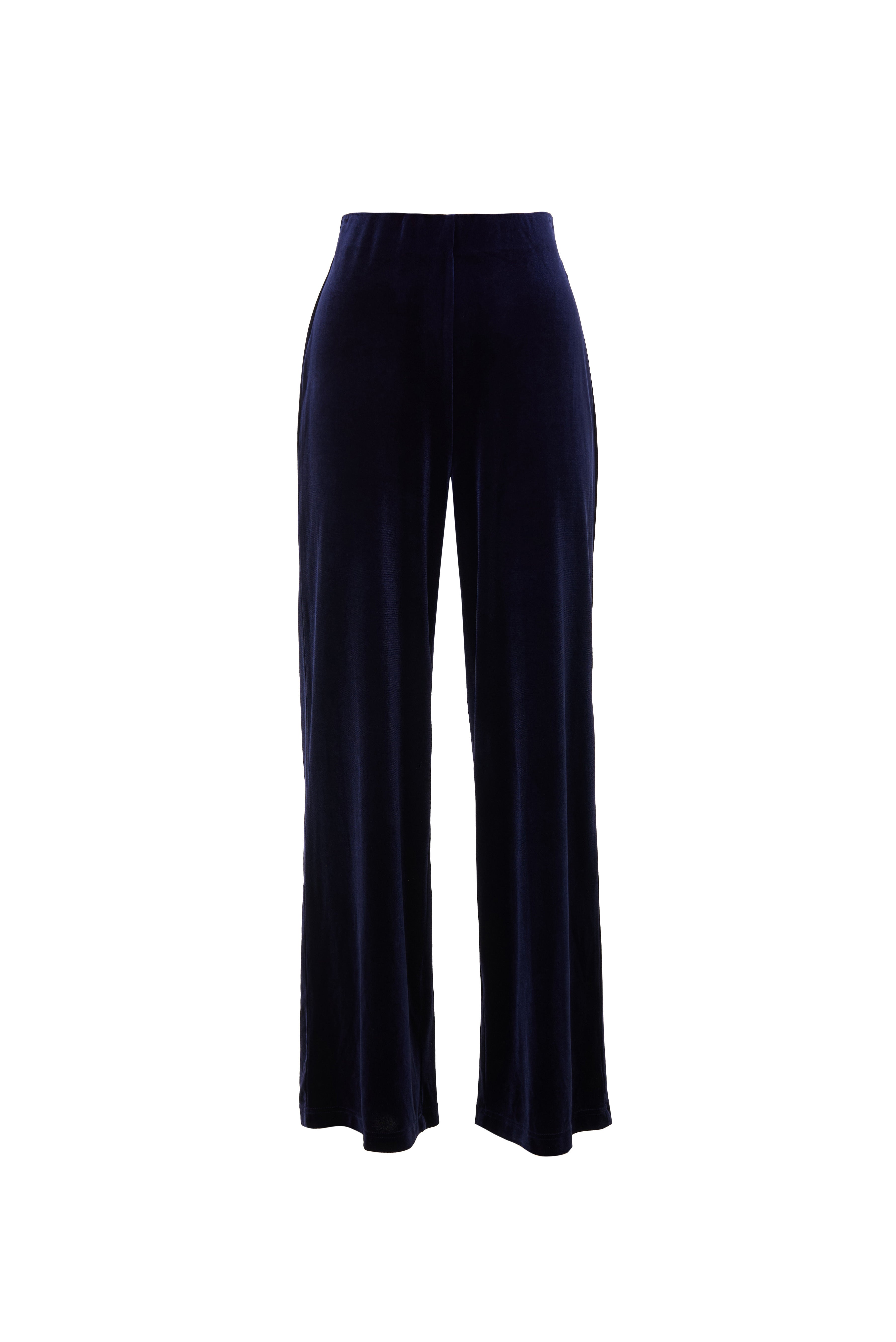 Melvin Velvet Wide Leg Trousers - Navy