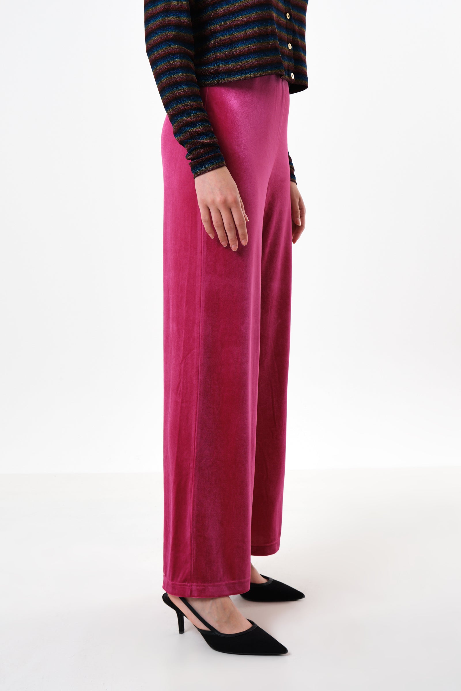 Melvin Velvet Wide Leg Trousers - Pink
