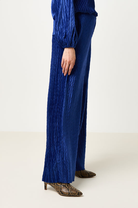 Melvin Velvet Pleat Trouser - Cobalt