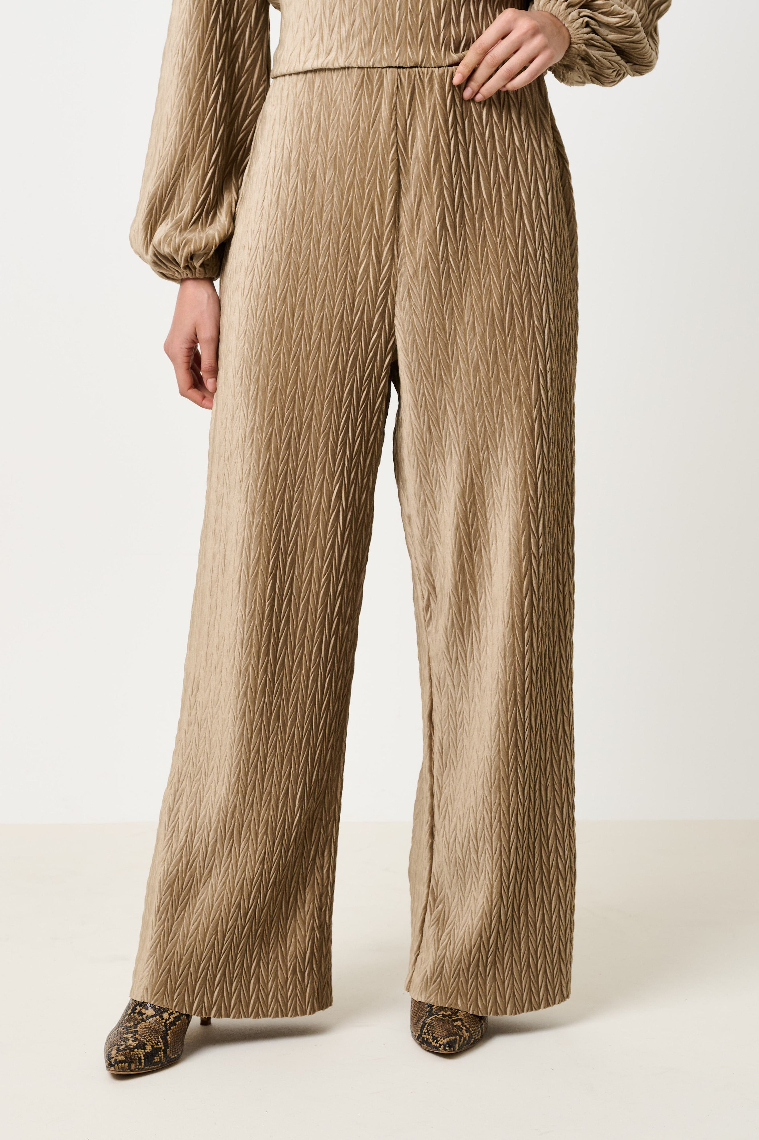 Melvin Velvet Pleat Trouser - Pale Taupe