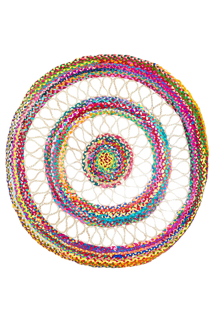 Round Jute And Cotton Handmade Rug