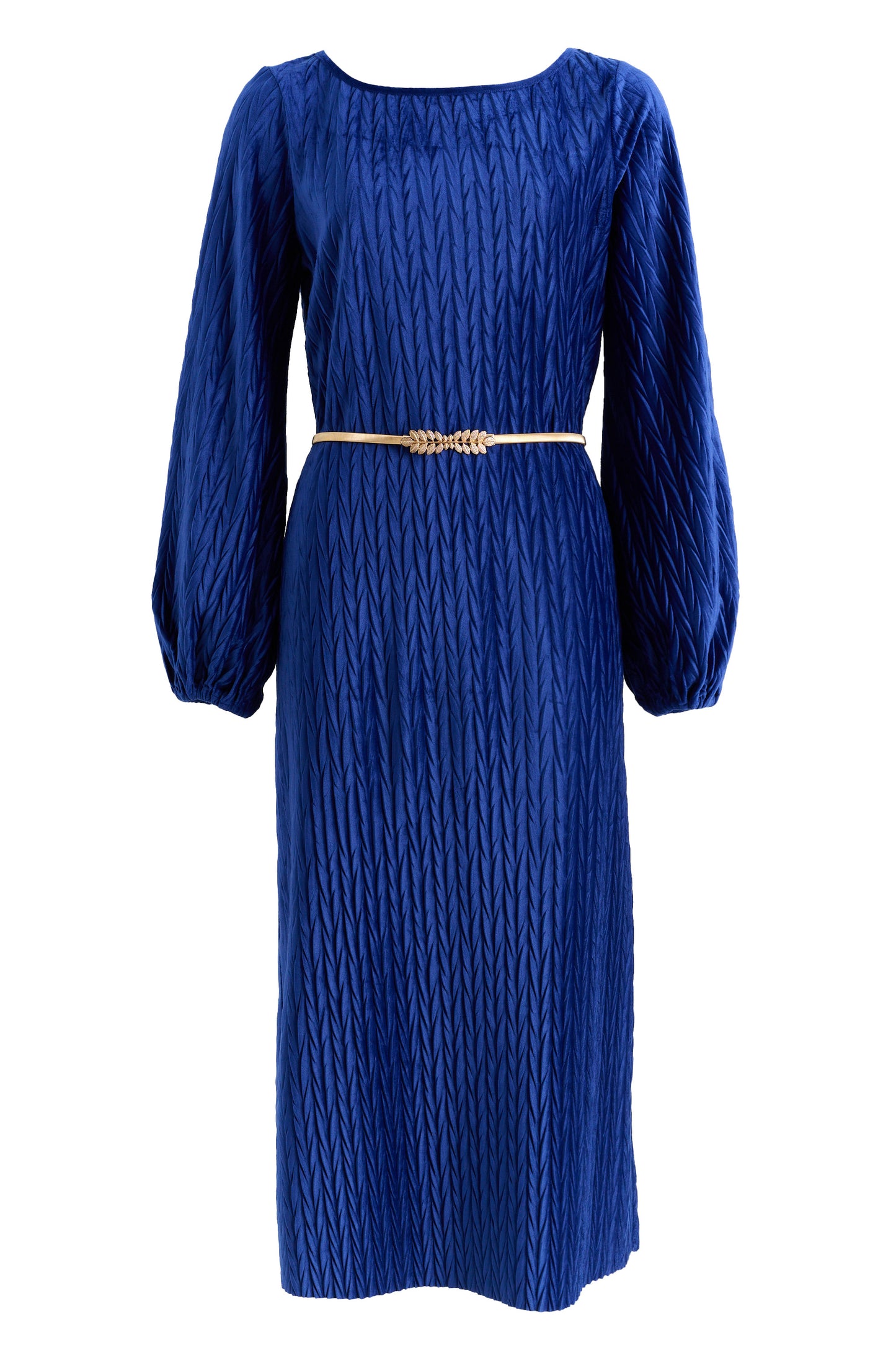 Milene Velvet Pleat Midi Dress - Cobalt