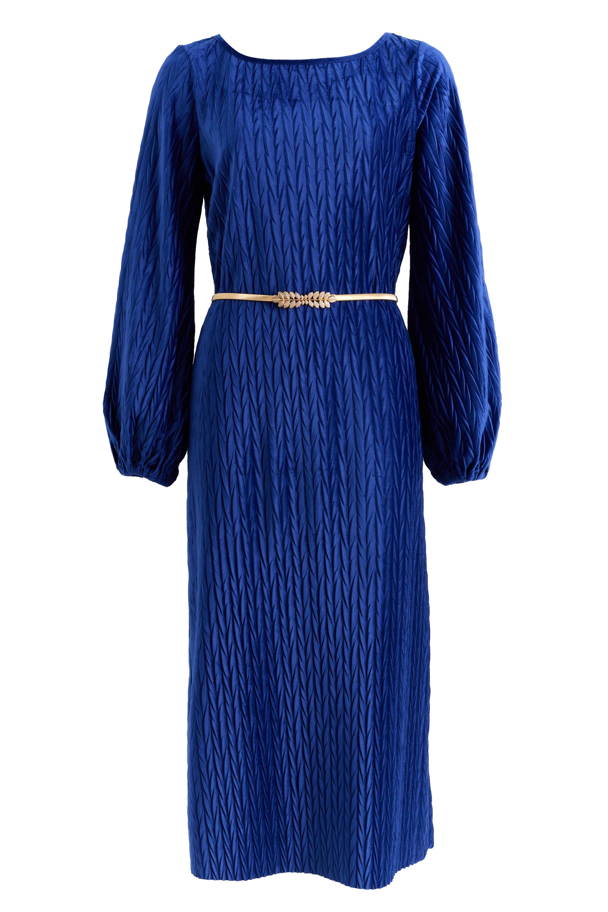 Milene Velvet Pleat Midi Dress - Cobalt
