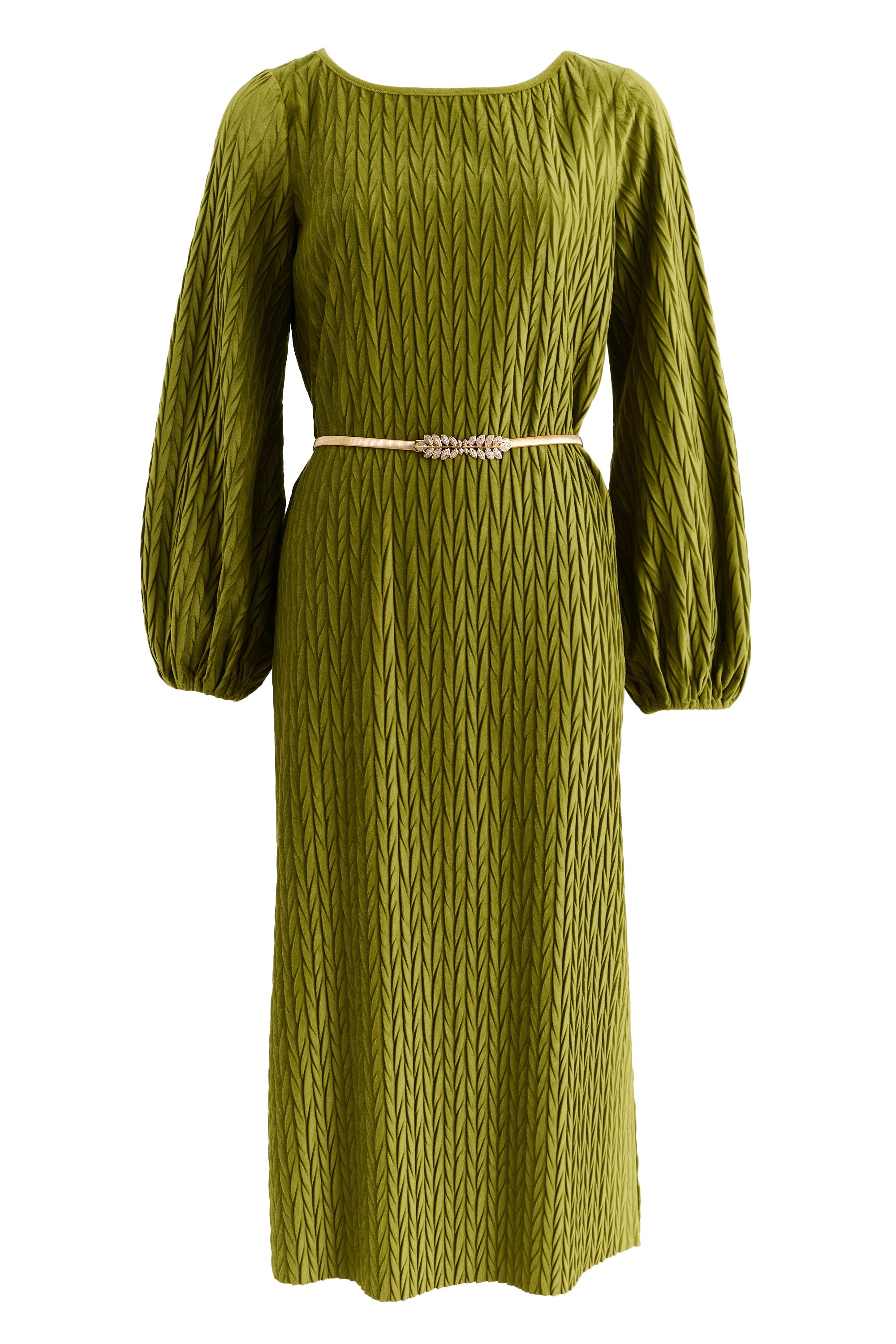 Milene Velvet Pleat Midi Dress - Kiwi