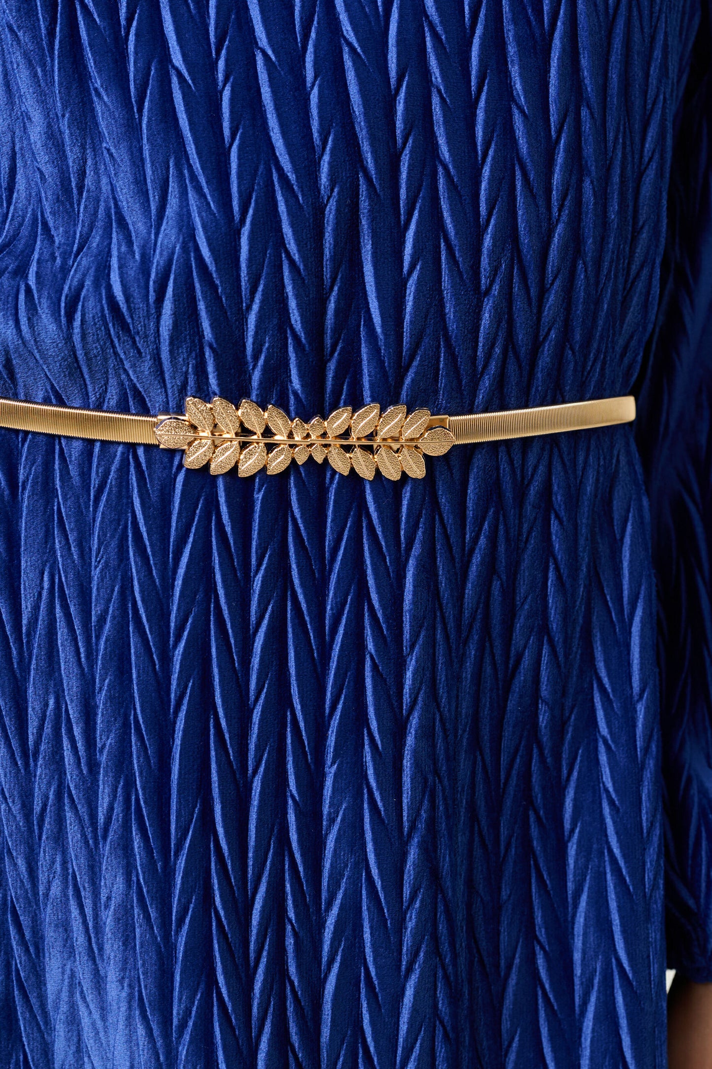 Milene Velvet Pleat Midi Dress - Cobalt