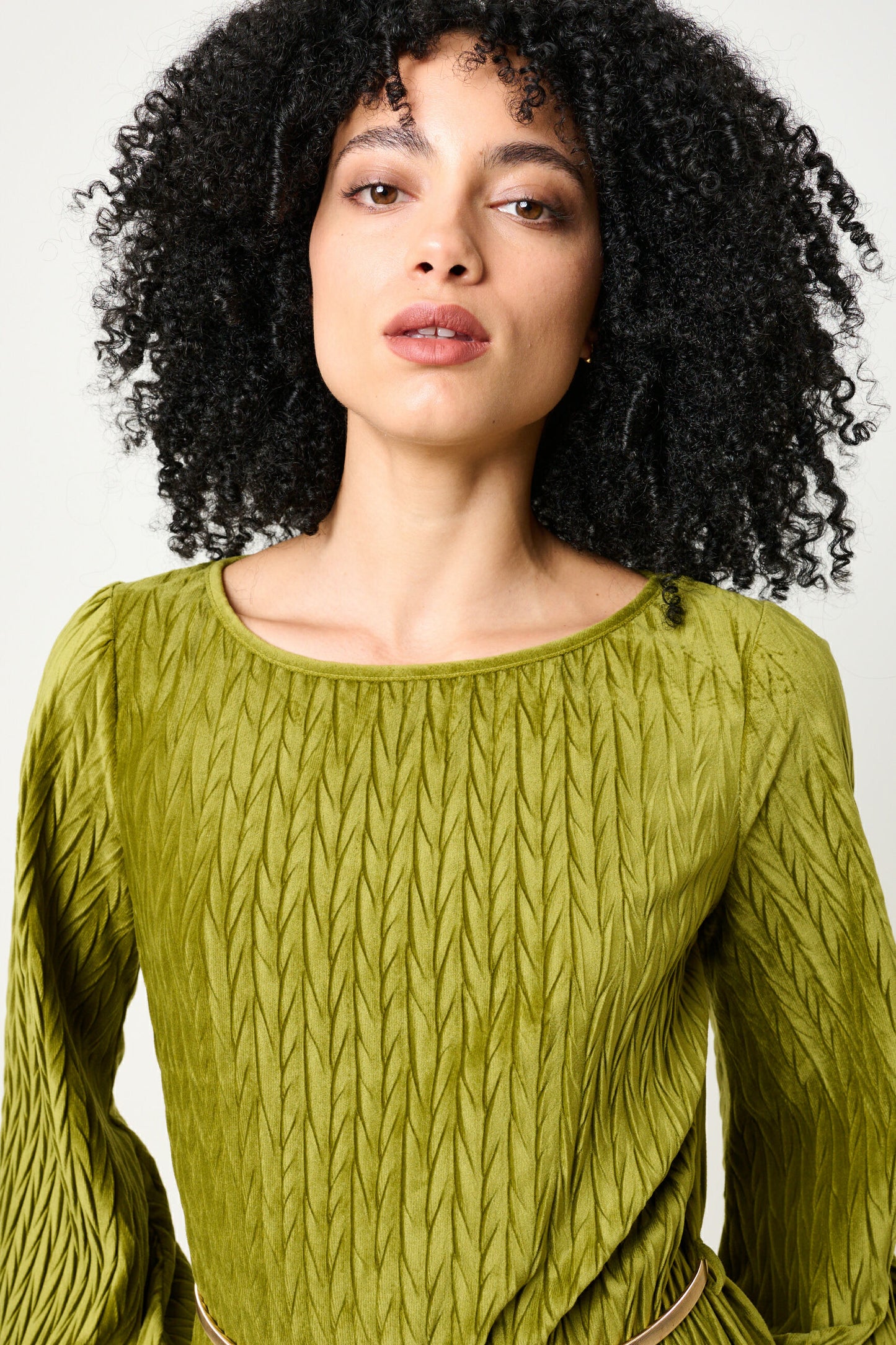 Milene Velvet Pleat Midi Dress - Kiwi