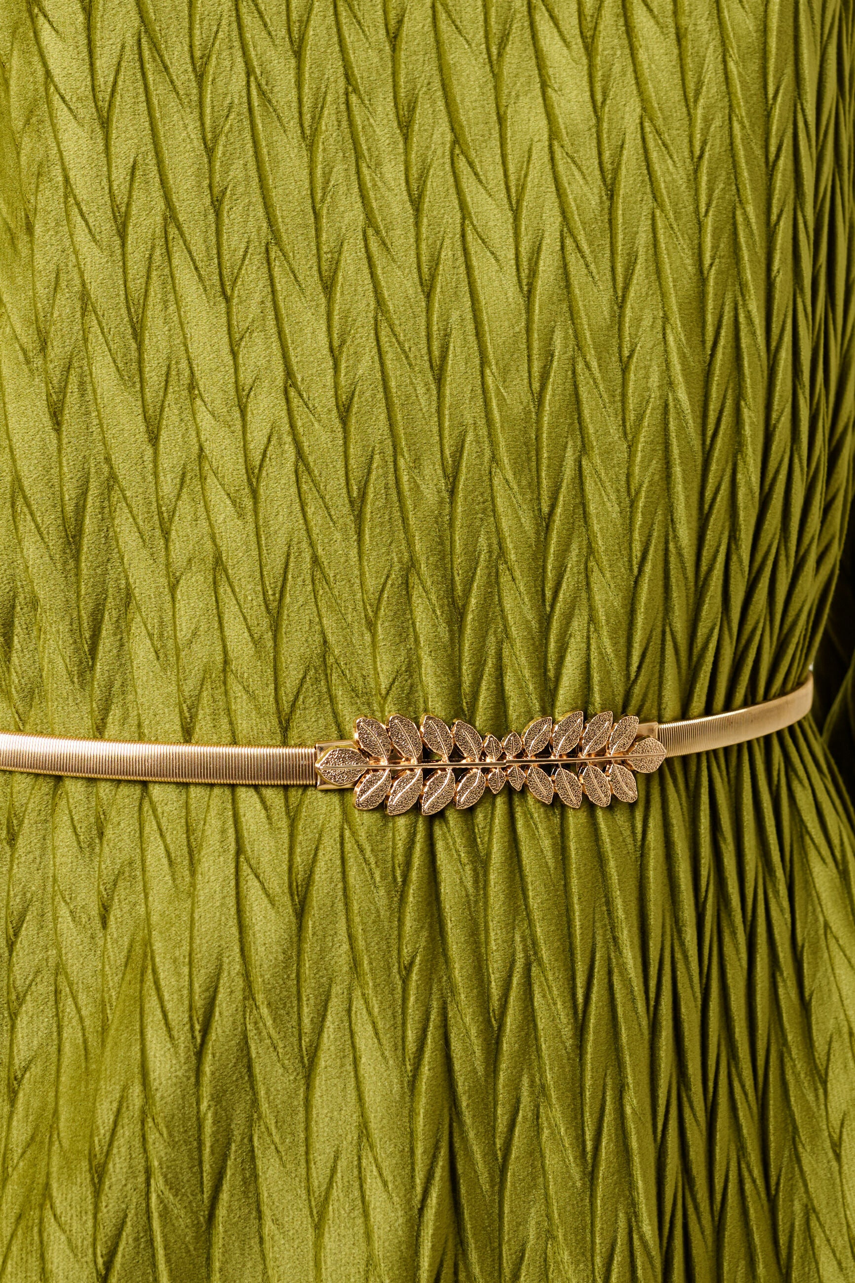 Milene Velvet Pleat Midi Dress - Kiwi