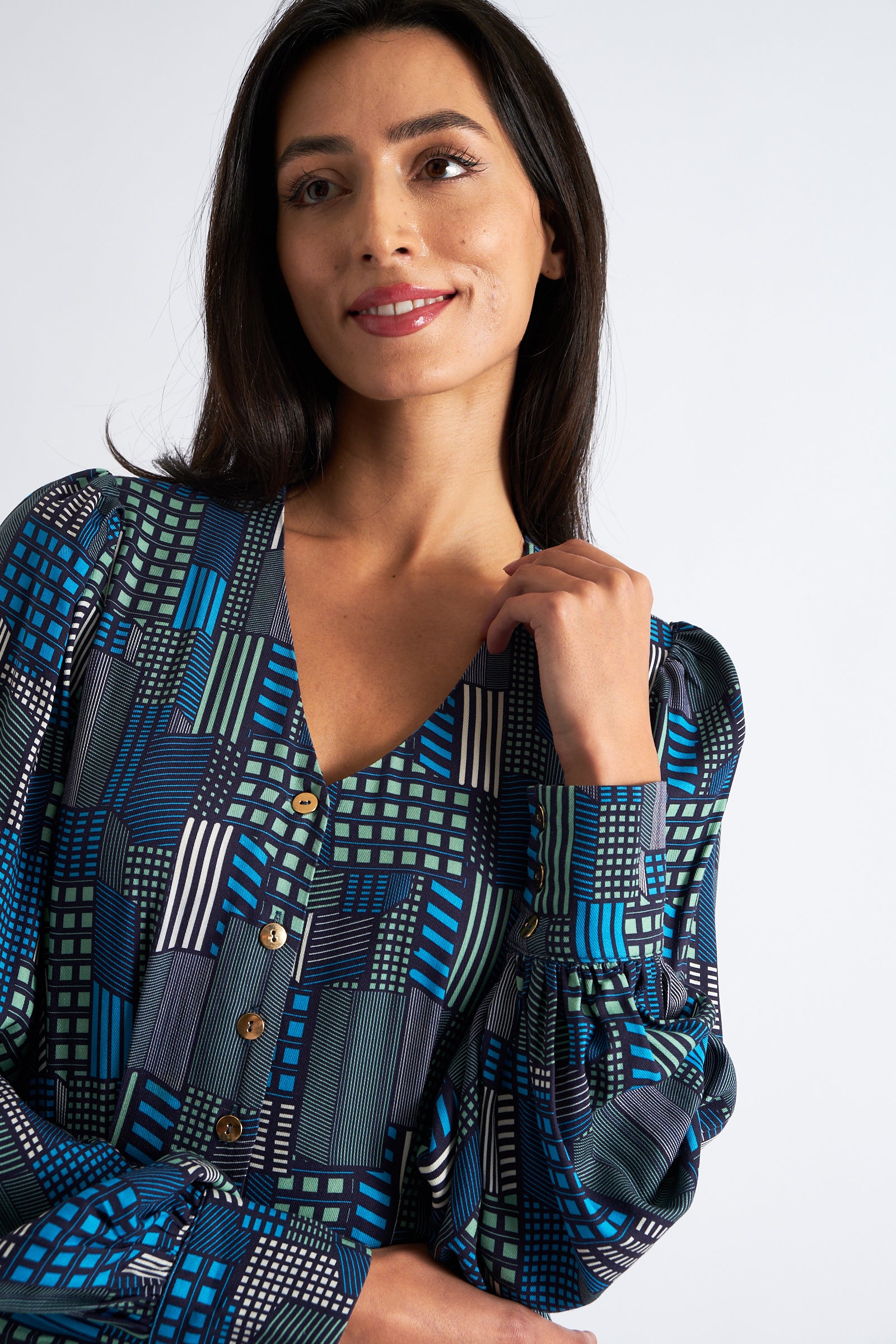 Moski Geo City Print Long Sleeve Jumpsuit - Detail 1