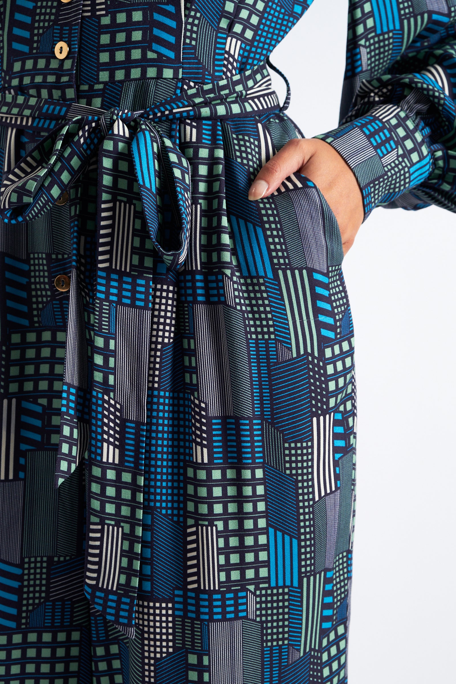 Moski Geo City Print Long Sleeve Jumpsuit - Detail 3
