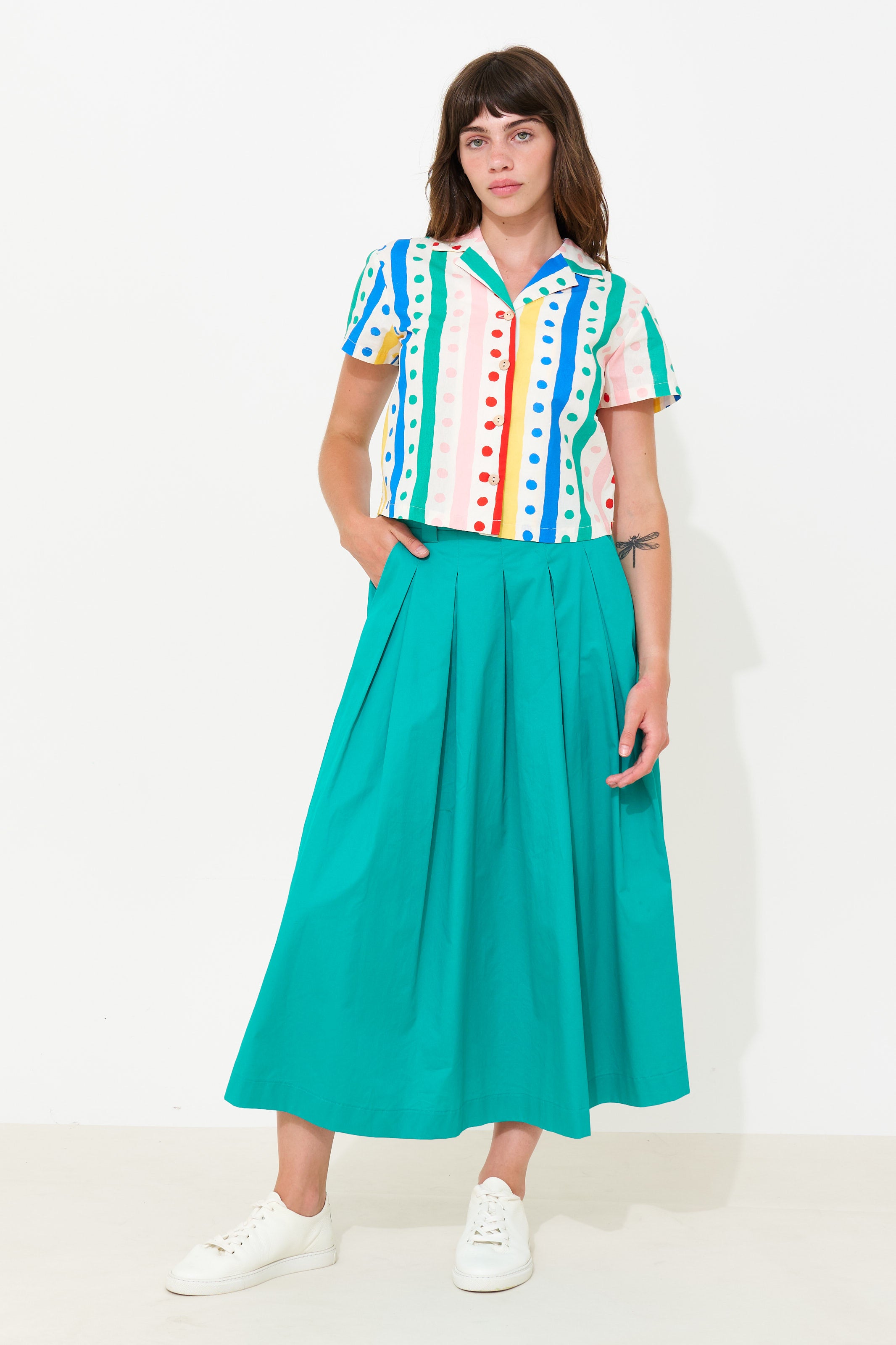Alexia Recycled Cotton Midaxi Skirt - Sea Green - View 5