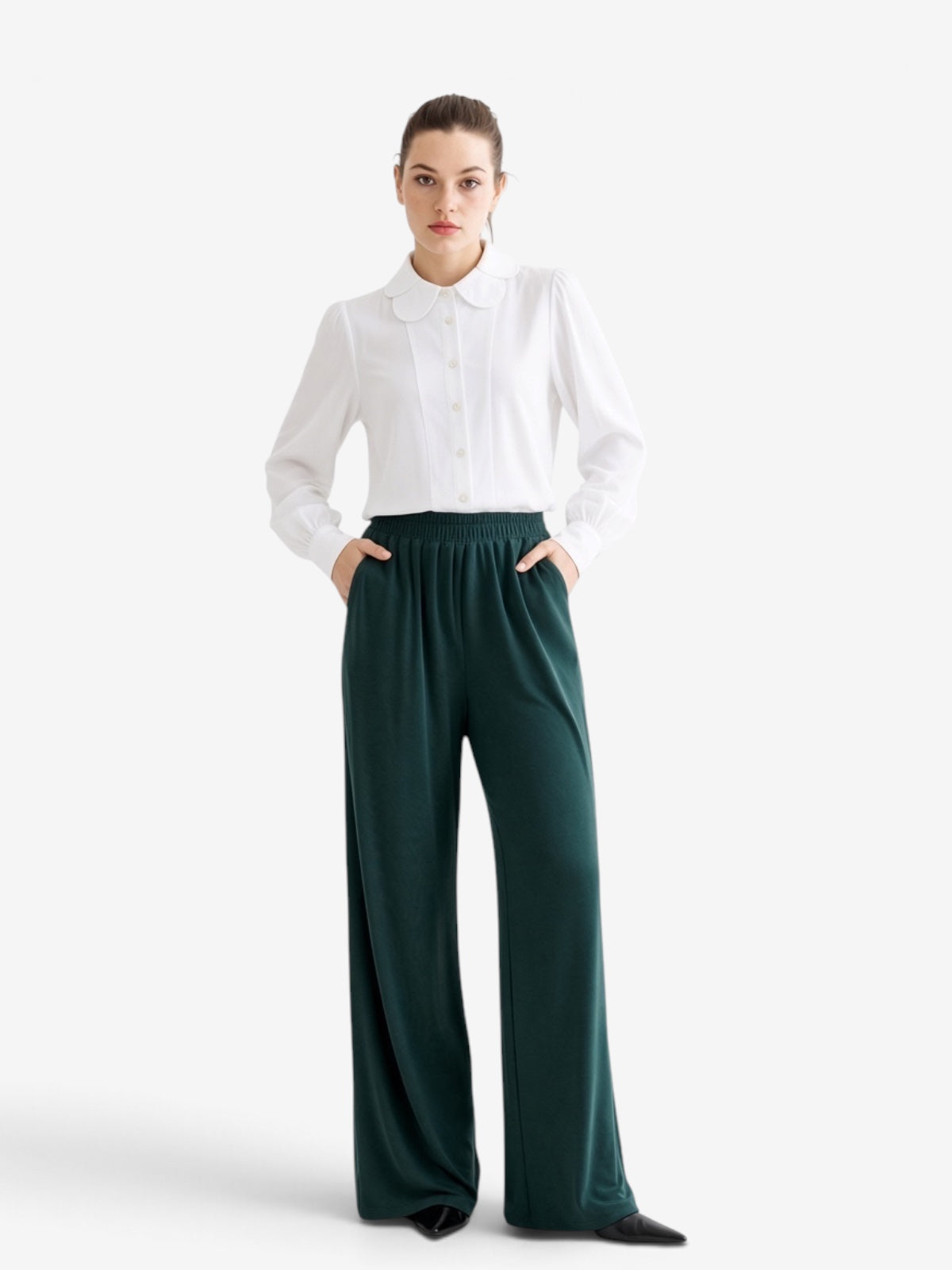 Octavia Crepe Petal Collar Blouse - Off White