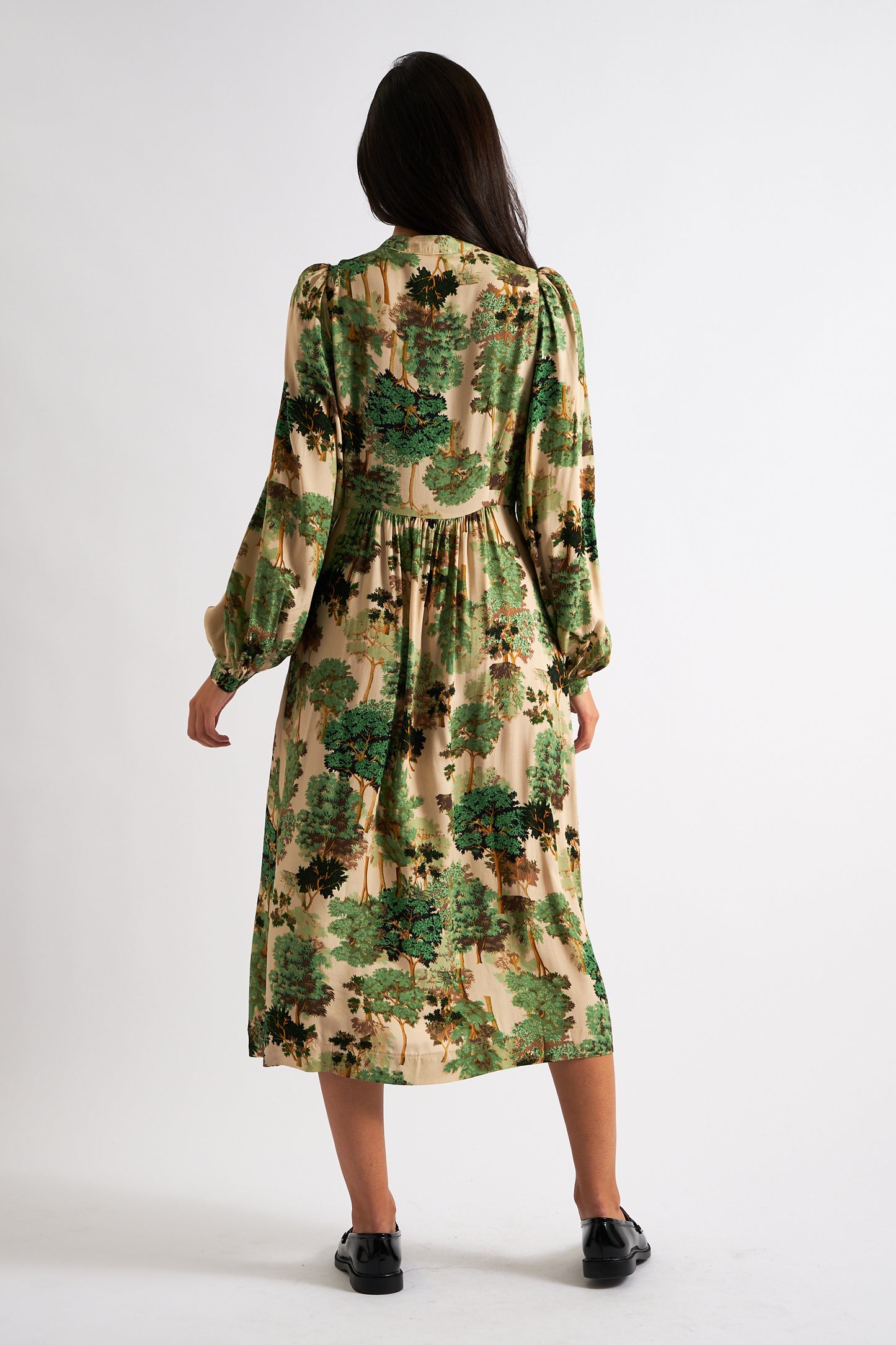 Nayma Forestscape Print Midi Dress - Green