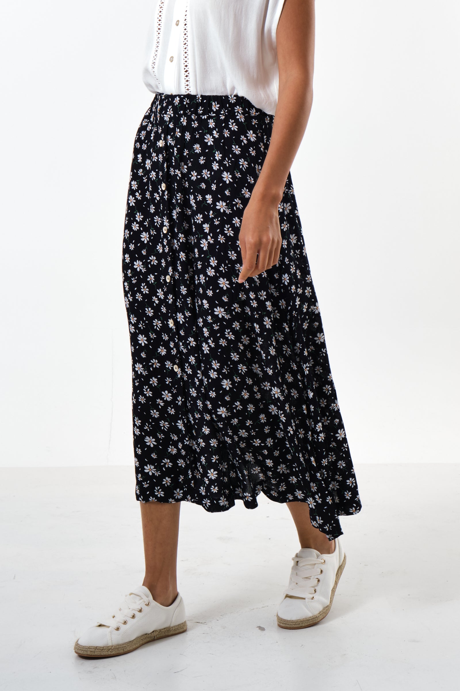 Nese Daisy Drop Print Midi Skirt - Detail 2