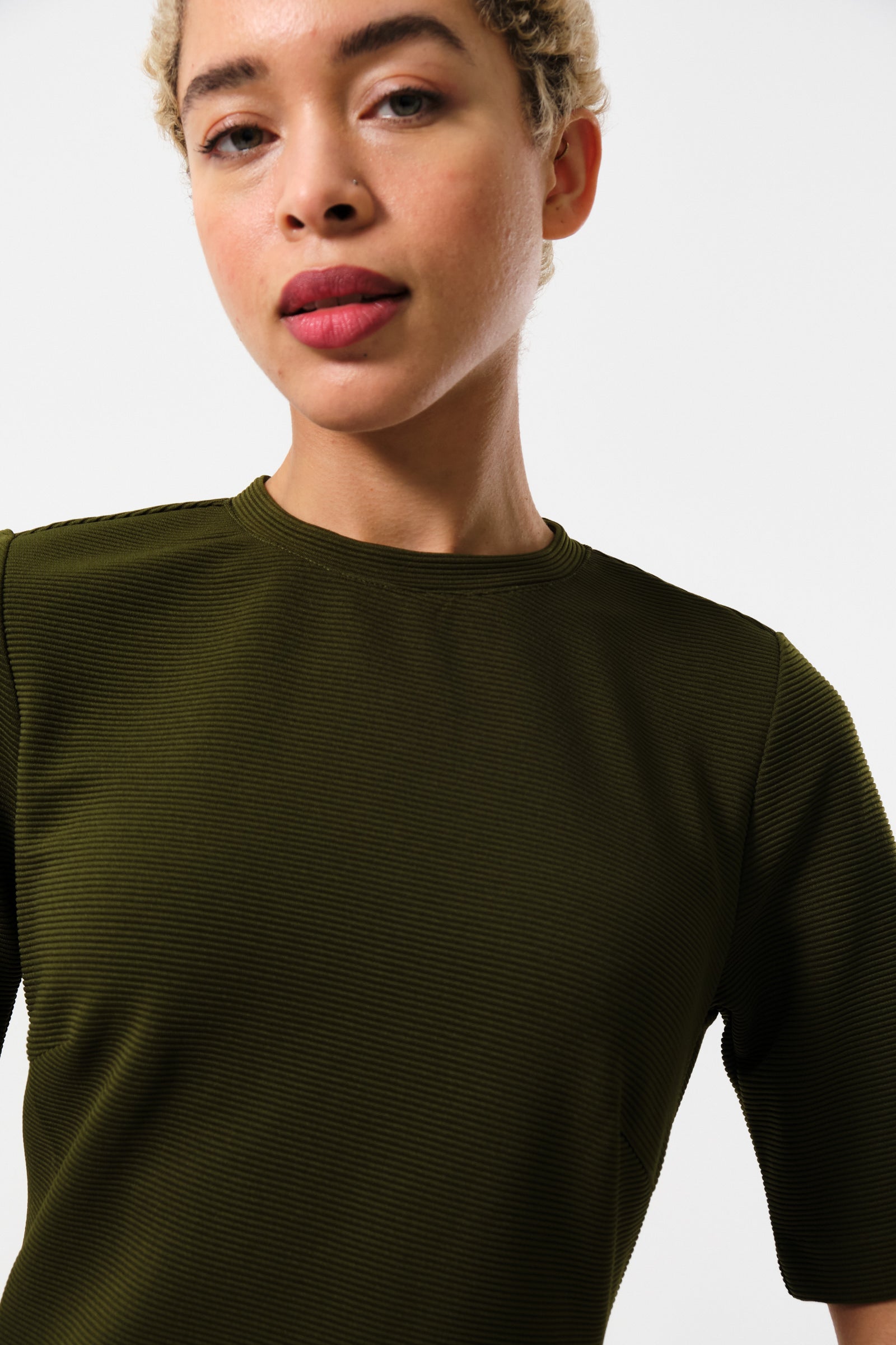 Nila Rib Bodycon Midi Dress - Green - Detail 1