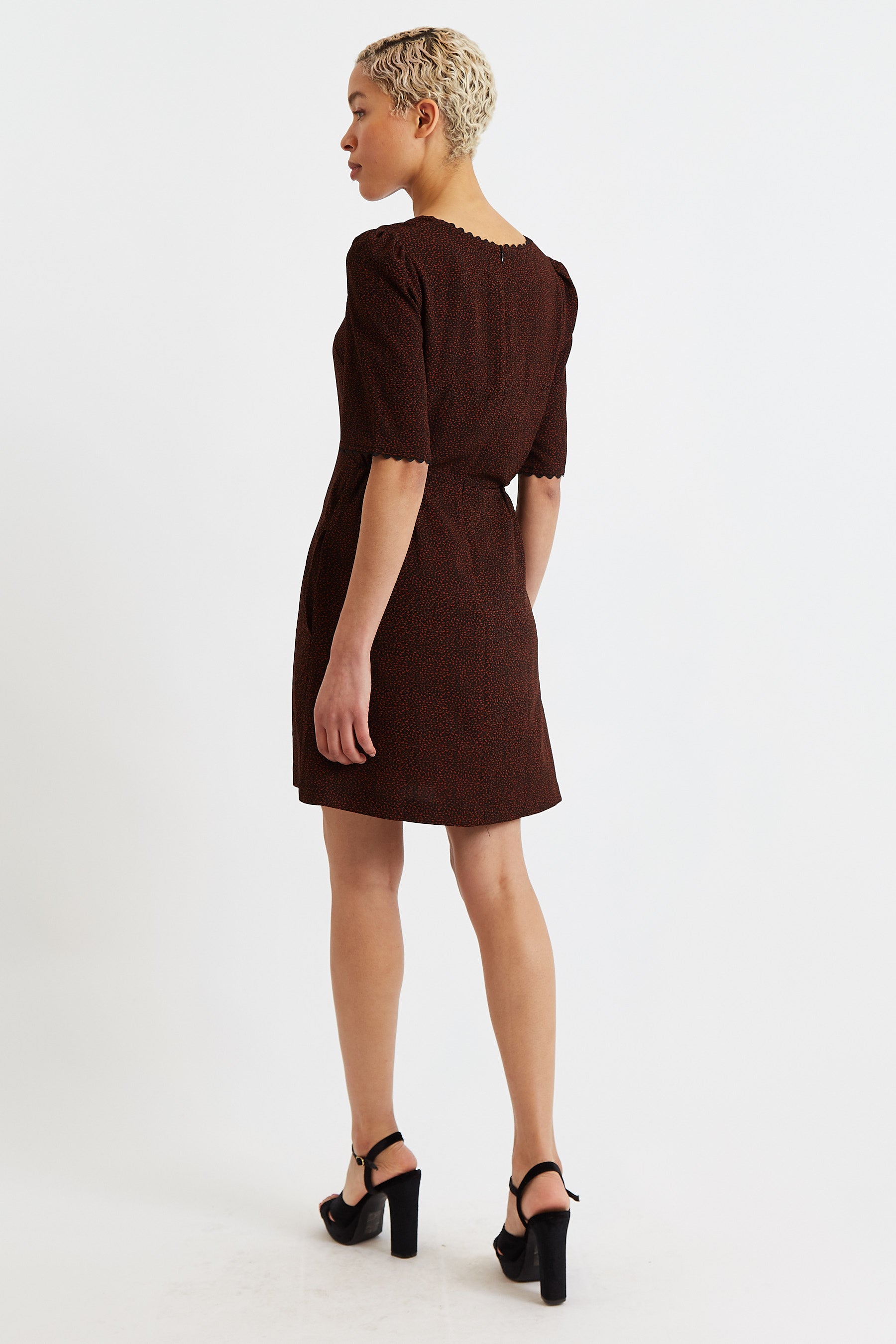 Nova Freckle Print Square Neck Mini Dress